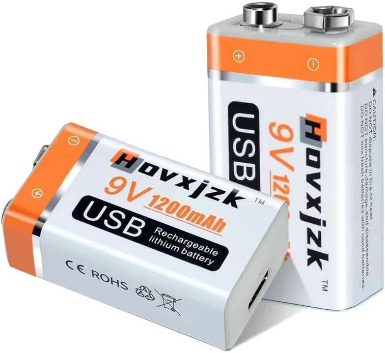 Amazon | 9V 充電式 バッテリー USB充電でき 1200mAh×2本入 | Hovxjzk